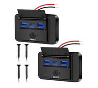 KKMOL Lot de 2 prises USB 12 V pour camping-car 66 W Charge rapide Dual QC3.0 USB et PD3.0 USB C Prise étanche Adaptateur de charge rapide pour voiture, camping-car, moto, camion, bateau