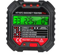 KKmoon Testeur de prises GFCI avec affichage de la tension 90-250V Testeur automatique de circuits électriques Détecteur de polarité et de tension Détecteur de disjoncteur HT107D