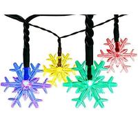 KKNERVEQ Guirlande lumineuse d'extérieur 30 flocons de neige à LED 6,5 m - Guirlande lumineuse solaire multicolore - Éclairage extérieur de Noël, Saint-Valentin, décoration pour patio, arbre de fête