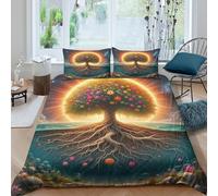 KKOLASXZE 3D, Imprimé Arbre de Vie Parure De Lit Microfibre Super Douce Et Respirante Sets De Housses De Couettes 3 Pièces avec Taies d'oreiller Double（200x200cm）