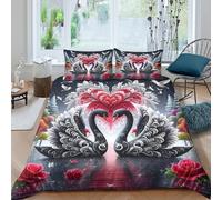 KKOLASXZE 3D, Imprimé Cygne Ensemble De Literie Microfibre Super Douce Et Respirante Set De Housse De Couette 3 Pièces Et Taie d'oreiller Double（200x200cm）
