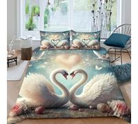 KKOLASXZE 3D, Imprimé Cygne Ensemble De Literie Microfibre Super Douce Et Respirante Set De Housse De Couette 3 Pièces avec Taies d'oreiller Double（200x200cm）