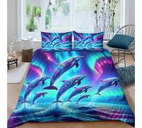 KKOLASXZE 3D, Imprimé Dauphin Ensemble De Literie Microfibre Super Douce Et Respirante Housses De Couettes 3 Pièces avec Taies d'oreiller King（220x240cm）