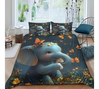 KKOLASXZE 3D, Imprimé éléphant Ensemble De Literie Microfibre Super Douce Et Respirante Housses De Couettes 3 Pièces Et Taie d'oreiller King（220x240cm）