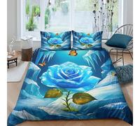 KKOLASXZE 3D, Imprimé Rose Ensemble De Literie Microfibre Super Douce Et Respirante Sets De Housses De Couettes 3 Pièces avec Taies d'oreiller Double（200x200cm）
