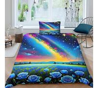 KKOLASXZE 3D, Imprimé Rose Parure De Lit Microfibre Super Douce Et Respirante Sets De Housses De Couettes 3 Pièces avec Taies d'oreiller Single（135x200cm）