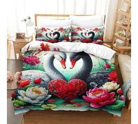 KKOLASXZE Imprimé 3D Cygne Ensemble De Literie Microfibre Super Douce Et Respirante Set De Housse De Couette 3 Pièces avec Taies d'oreiller Super King（260x220cm）