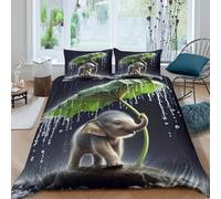 KKOLASXZE Imprimé 3D éléphant Parure De Lit Microfibre Super Douce Et Respirante Housse De Couette 3 Pièces avec Taies d'oreiller Double（200x200cm）