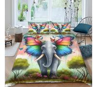 KKOLASXZE Imprimé 3D éléphant Parure De Lit Microfibre Super Douce Et Respirante Sets De Housses De Couettes 3 Pièces Et Taie d'oreiller King（220x240cm）