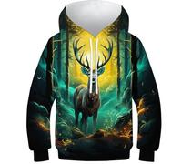 KKOLASXZE Imprimé 3D Orignal de la Jungle Sweats À Capuche Manteau Sweat Sweater Manches Longues PulAmourr Unisexe avec Capuche 13-15Y