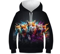 KKPBHTYVG 3D Imprimé Loup Pack Sweat À Capuche Manteau Sweat Sweater Manches Longues PulAmourr Unisexe avec Capuche 9-11Y