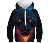 KKPBHTYVG 3D Imprimé Panthère Hoodies Manteau Manches Longues Sweatshirt Manches Longues PulAmourr Unisexe avec Capuche 7-9Y