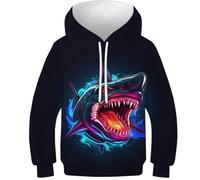 KKPBHTYVG 3D Imprimé Requin Sweats À Capuche Manteau Manche Longue Sweat Manches Longues PulAmourr Unisexe avec Capuche 7-9Y