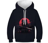 KKPBHTYVG Imprimé 3D Assassin de la Lune Rouge Hoodies Manteau Sweat-Shirt Manches Longues PulAmourr Unisexe avec Capuche 12-14Y