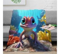 KKPBHTYVG Imprimée 3D Gecko Couverture en Peluche Couverture De Lit en Microfibre Moelleuse, Douce Et Chaude Couverture De Canapé pour Adolescents Et Adultes 80x90inch(200x230cm)