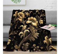 KKPBHTYVG Imprimée 3D Or Noir Throw Blanket Peluche Couvre Microfibre Douce Et Chaude Couvertures Couverture De Canapé pour Couverture De Canapé en 80x90inch(200x230cm)