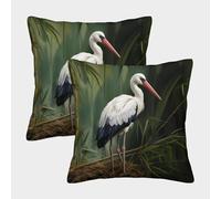 KKPBHTYVG La Cigogne Housse Coussins 2 Pièces Taies d'oreiller Carrées Fermeture Éclair Invisible Housse De Coussin pour Chambre Lit Jardin Canapé Chaise Taies d'oreiller 40x40cm
