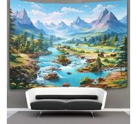 KKPBHTYVG Lacs et montagnes enneigées 3D Effet Tapisserie Art Mural Tapisserie Murales DécoSourision Murale En Tissu Pour Chambre Salon Serviette De Plage Tenture Murale 180cmx230cm