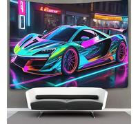KKPBHTYVG Voitures de sport colorées 3D Effet Tapisserie Art Mural Tapisserie Murales DécoSourision Murale En Tissu Pour Chambre Salon Serviette De Plage Tapisseries 130cmx150cm
