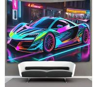 KKPBHTYVG Voitures de sport colorées 3D Effet Tapisserie Art Mural Tapisserie Murales Tapisserie Murale Tissu Pour La Chambre À Coucher Le Salon Le Dortoir Tapisseries 70cmx100cm