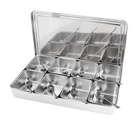 KKPLZZ Boîte D'assaisonnement en Alliage D'aluminium à 8 Grilles, Conteneurs de Stockage de Condiments, Pot à épices, Ustensiles de Cuisine