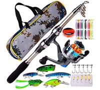 KKPLZZ Combo de Canne à pêche Moulinet, kit Complet 1.8m Canne à pêche télescopique Ensemble de Combinaison de Moulinet avec avec Moulinet de pêche Ensemble de leurre de pêche Sac de Transport