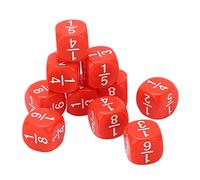 KKPLZZ Dés de Fraction 20 Pièces, Dés Mathématiques en Plastique avec Chiffres Gravés pour Jeux de société et Enseignement des Nombres, Adaptés à la Pratique des Mathématiques des (Rouge)