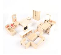 KKPLZZ Ensemble de Meubles en Bois, Jeu de Rôle Réaliste, Jouet en Bois Massif pour Enfants avec Tables, Chaises, Canapés, Lits, Robuste et Durable pour Les Enfants, Jeu Imaginatif