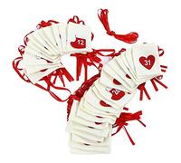 KKPLZZ Sacs de Calendrier de L' de Noël, Poches de Compte à Rebours de 31 Jours avec des Formes D'arbre de Chaussette de Coeur pour la Décoration de la Maison de Festival de