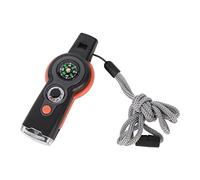 KKPLZZ Sifflet de Survie d'urgence avec Lumière LED pour Randonnée en | Outil Multifonction 7 en 1, Matériau ABS, Comprend un Thermomètre et une Loupe, pour le Camping et L'escalade