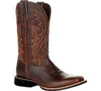 KKPW Bottes de cowboy larges classiques vintage mi-mollet, bottes western brodées à bout pointu et talon bloc (taille : 48 EU, couleur : marron)