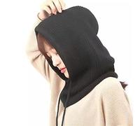 KKPW Femmes Hiver Bonnet Chapeau Cachemire Femme tricoté écharpe à Capuche Cagoule for Femmes Coupe Laine Casquette (Color : Black, Size : One Size)