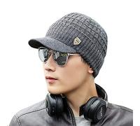 KKPW Hommes Bonnet Tricoté Hiver Chaud Chapeau Visière Coton Beanie Manchette Ski Quotidien Casual Crochet Casquette
