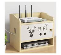 KKRANG Boîtier de routeur sans Fil de Grande capacité, étagères de Meuble TV, boîte de Rangement WiFi, étagère en Bois, Support de Panneau de Connexion, boîte de Rangement, boîte de Cache Internet,