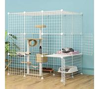 KKRANG Cage d'intérieur pour Chat - Grande Cage pour Chat Niche pour Animaux de Compagnie Cage pour Chaton Enclos extérieur pour Chat Maison pour Chat en métal Parc pour Chat d'intérieur à Monter s