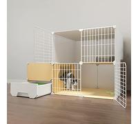 KKRANG Cage pour Chat d'intérieur avec bac à litière, enclos pour Chat, Maison pour Chat à Monter soi-même, Cage pour Chaton en Fil métallique Amovible, clôture pour Chat, Cages pour Petits animau