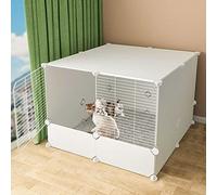 KKRANG Cage pour Chat - Parc pour Chat, Cages pour Chats Parc pour Animaux de Compagnie d'intérieur à Faire soi-même Enclos en métal Filet d'exercice Clôture de Cour Cage avec Porte pour Petits ANI