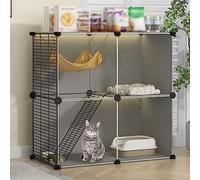 KKRANG Cages pour Animaux de Compagnie Parc pour Chats, enclos pour Chats assemblés Maison pour Animaux de Compagnie d'intérieur à Monter soi-même, enclos extérieur Amovible pour Chat Condo pour c
