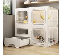 KKRANG Cages pour Chats d'intérieur, Cages pour Chats d'intérieur de Grande Taille avec bac à litière, matériau PP Durable et Respirant pour 1 à 2 Chats, enclos extérieur