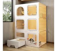 KKRANG Cages pour Chats d'intérieur, Cages pour Chats d'intérieur de Grande Taille avec bac à litière, matériau PP Durable et Respirant pour 1 à 2 Chats, enclos extérieur