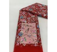 KKRANG Tissu Luxueux en Dentelle à Paillettes africaines, Broderie de Perles Lourdes, Tulle français pour Robe de mariée