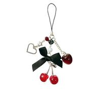 kkrrammii Bracelet à breloques pour téléphone portable - Esthétique - Pour téléphone portable, sac - Rose rouge, noir, bleu - Pour étui d'appareil photo, sac à main, porte-clés