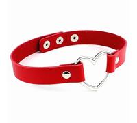 kkrrammii Collier ras du cou réglable en cuir PU avec cœur d'amour - Style punk - Style gothique - Pour femme - Rouge