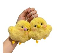 kkrrammii Lot de 2 porte-clés en forme de poule - Mini poussin moelleux en peluche - Pour panier de Pâques - Accessoires de fête - Jaune et violet