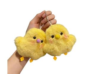 kkrrammii Lot de 2 porte-clés en forme de poule - Mini poussin moelleux en peluche - Pour panier de Pâques - Accessoires de fête - Jaune et violet
