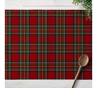 kkrrammii Lot de 4 sets de table de Noël en coton - Motif tartan - 30 x 45 cm - Rouge vert et blanc - Réutilisables - Décoration rustique pour salle à manger et cuisine