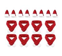 kkrrammii Lot de 8 mini bonnets et écharpes de Père Noël pour argenterie de Noël, 16 pièces en tissu non tissé, mini décorations de Père Noël pour bouteilles de vin, sacs à bonbons, décoration de