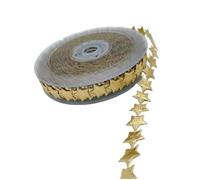 kkrrammii Ruban en forme d'étoiles dorées pour décoration de vacances, mariage, artisanat, emballage cadeau, couronne, bricolage, 1,5 cm x 15 m