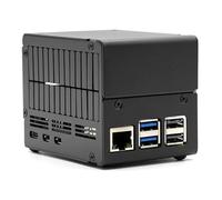KKSB Boîtier pour Raspberry Pi 5 - Boîtier haut en aluminium pour chapeaux doubles et chapeaux NVMe, compatible avec le refroidisseur officiel Raspberry Pi