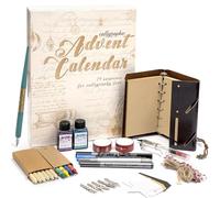 KKSJK Calendrier de l'Avent Papeterie, 24 Pièces Noël Calendrier de l'Avent 2025 avec Stylos de Calligraphie, Stylos Magiques, Stylo Plume et Plumes, Cadeau Noël pour Débutants, Adolescents et Adultes
